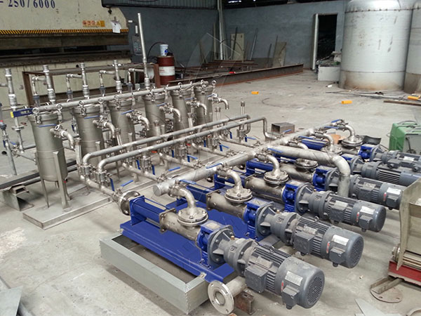 Food grade stainless steel screw pump for yogurt and other viscous slurry 